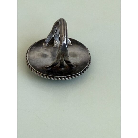 Vintage 70's Large Navajo Green Turquoise Ring Size 5.5 - Picture 9 of 12